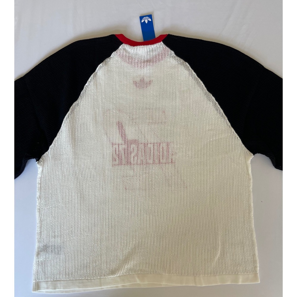 Adidas Originals Women XL Knit Mesh Jersey White Black Red 72 Trefoil KD2269 NEW - Picture 7 of 7